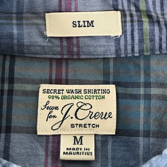J. Crew Stretch Slim Fit Button Down Shirt Men's Medium Plaid Long Sleeve Casual - Picture 9 of 11
